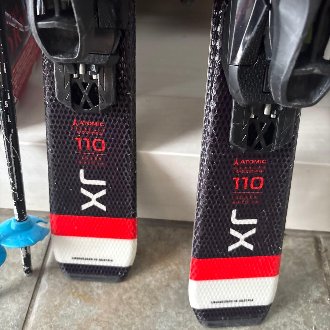 ATOMIC JX スキー 板 110、靴19〜20靴袋付きストック付きセット