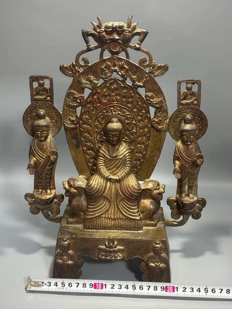 仏教古美術 純銅 文化遺産 文化財仏像伝承　 中央に仏と菩薩像