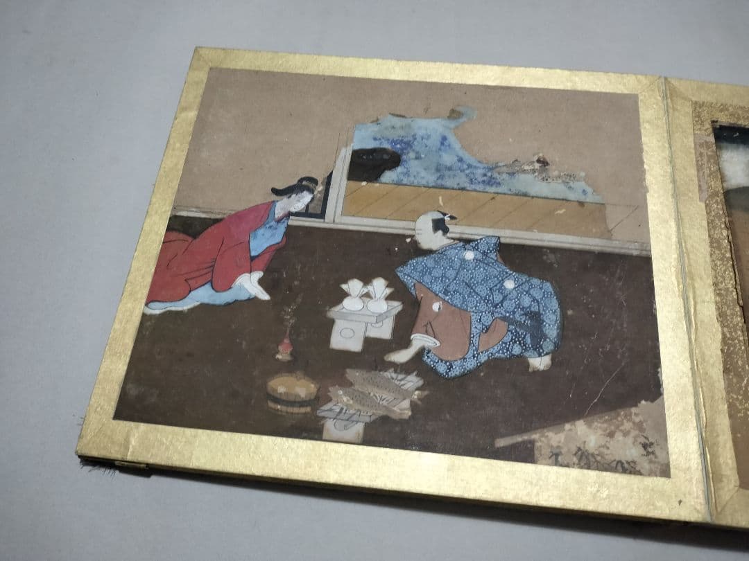 古画 大和絵 手書き 肉筆画帳 折帖