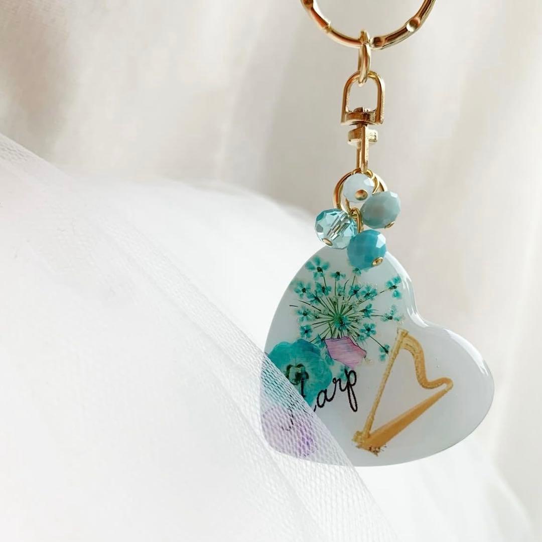 【3183】難あり・ハープ harp カリビアンブルーなお花入り ハート型