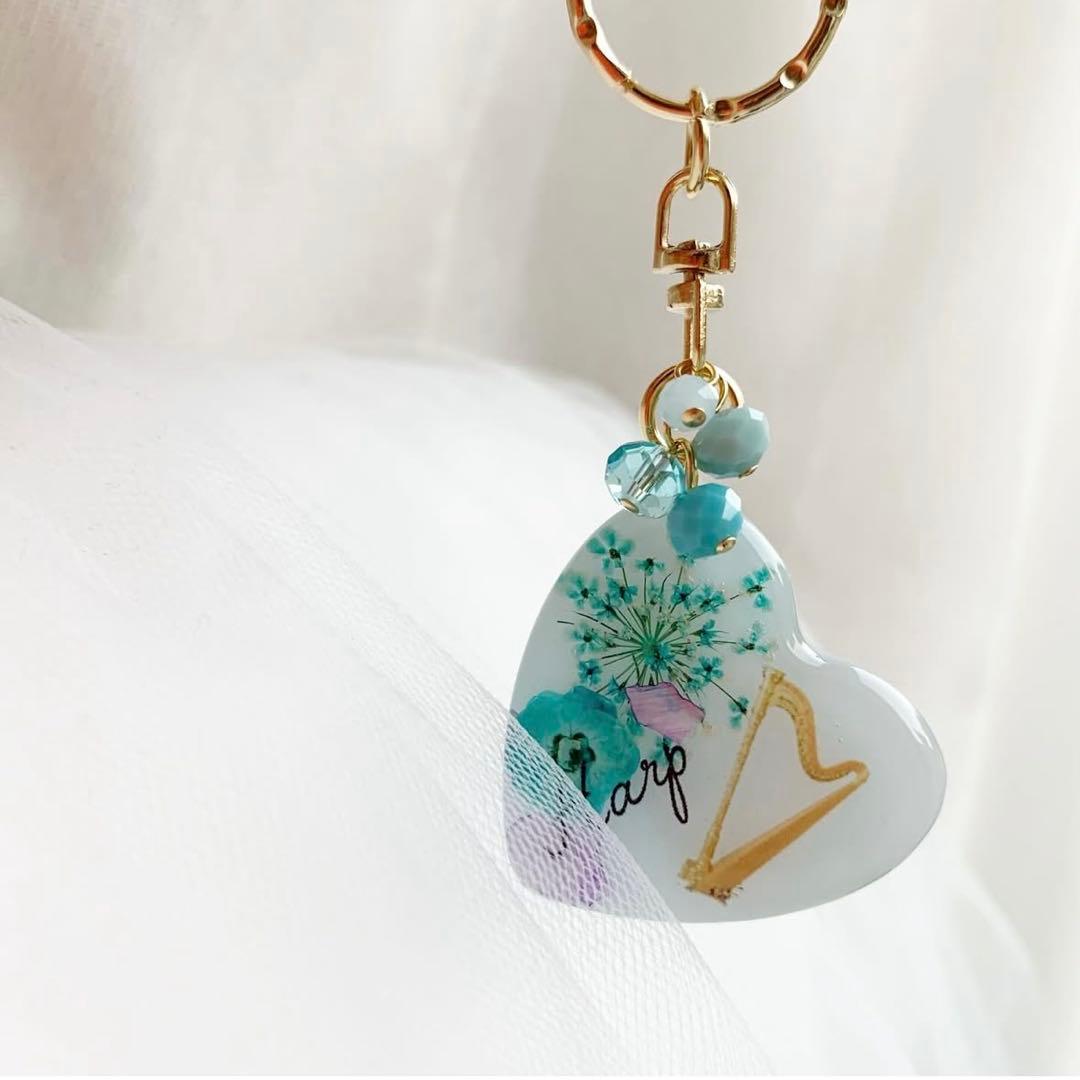【3183】難あり・ハープ harp カリビアンブルーなお花入り ハート型