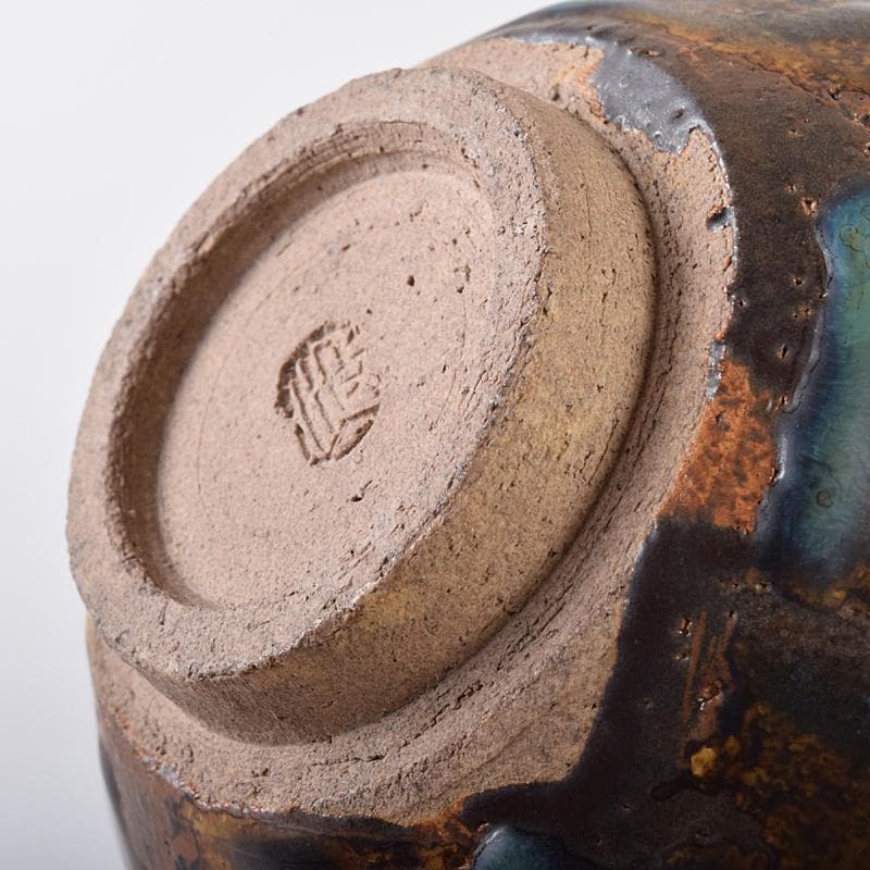 茶道具　板谷波山作　天目茶碗　銘「宇宙」　共布　代淡々斎極め箱　F　R7886