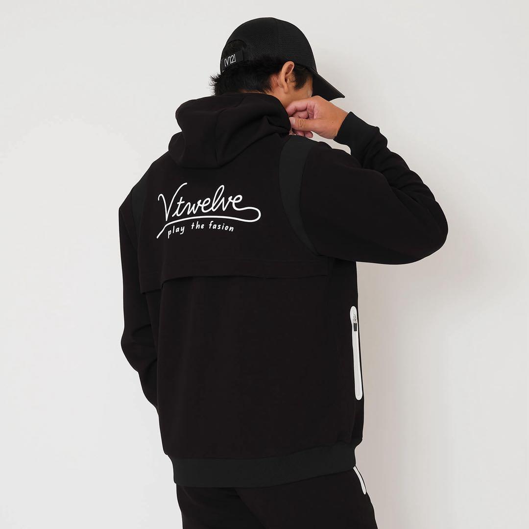 V12 ゴルフウェア ジャケット フーディー パーカー ブラック