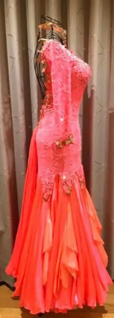 スタンダードドレス♡ピンク♡社交ダンス衣装♡競技 デモ