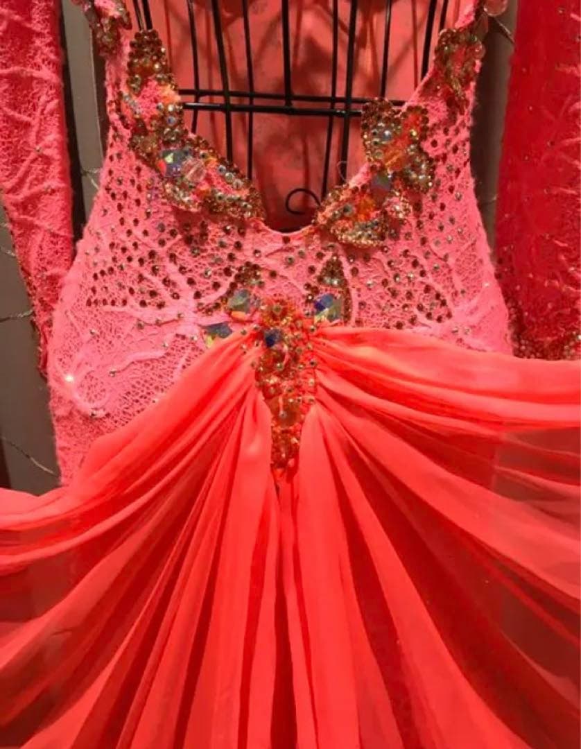 スタンダードドレス♡ピンク♡社交ダンス衣装♡競技 デモ