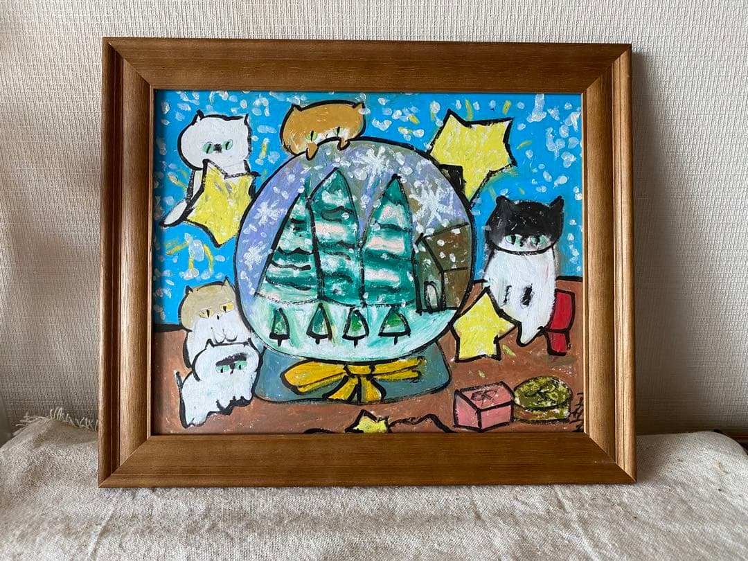 壁掛け絵☆【可愛い猫ちゃんたちは楽しく美しいクリスマスを迎える】