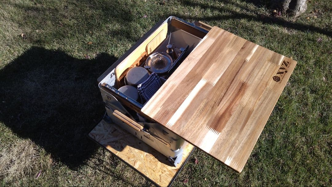 スノーピーク　シェルフコンテナ25用　スライド天板＆サイドテーブル＆サイドバー①