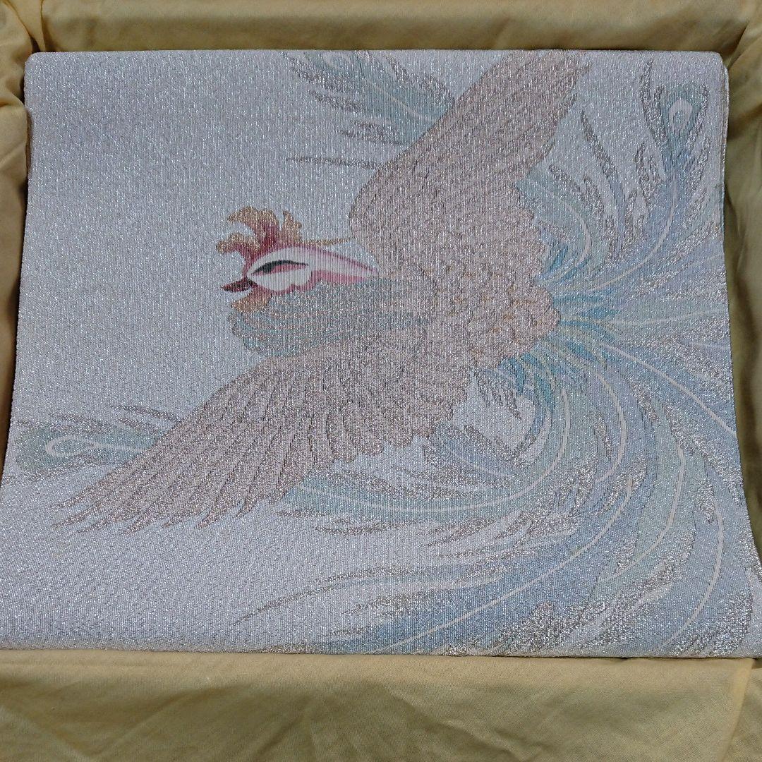 京西陣五天謹織 爪掻織 本つづれ帯 銘 慶寿鳳凰☆証紙付き未使用品☆