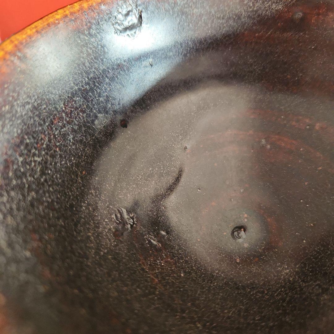 クメ-ル黒褐秞陶器茶碗