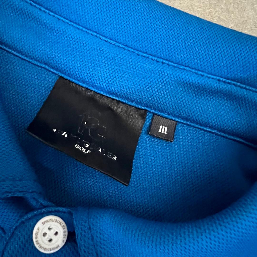 1piu1uguale3 GOLF ポロシャツ　メンズ　半袖　ロゴ　青　3 S