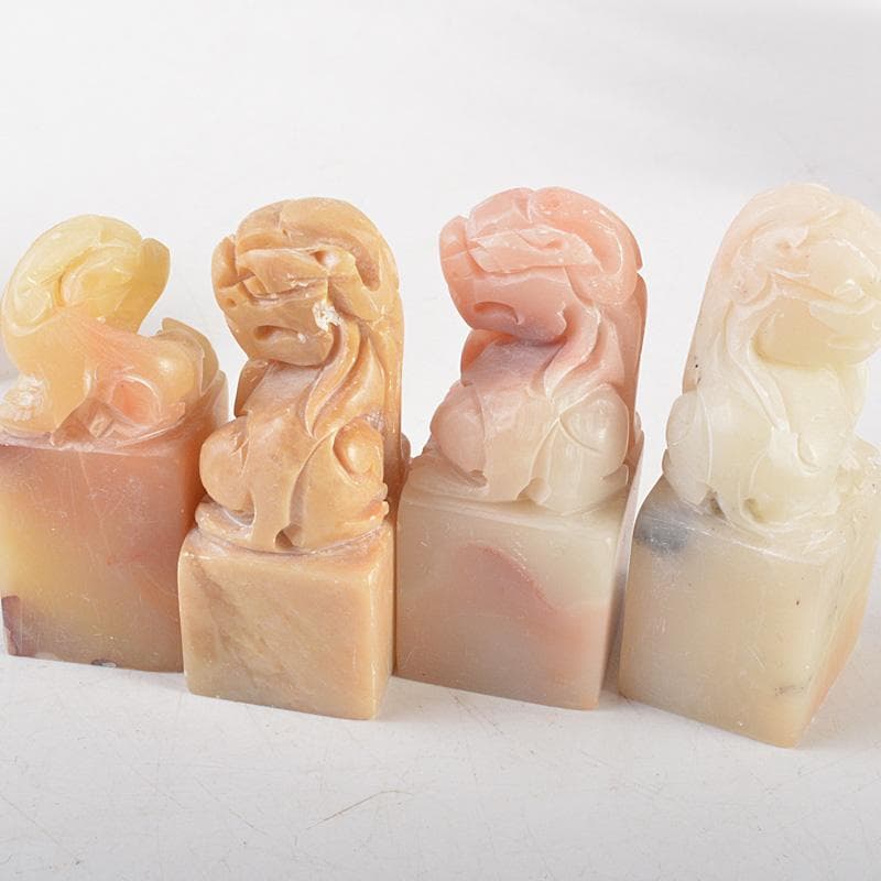 中国　玉石寿山石彫刻　神獣摘　印材　20点まとめて　C　6407E