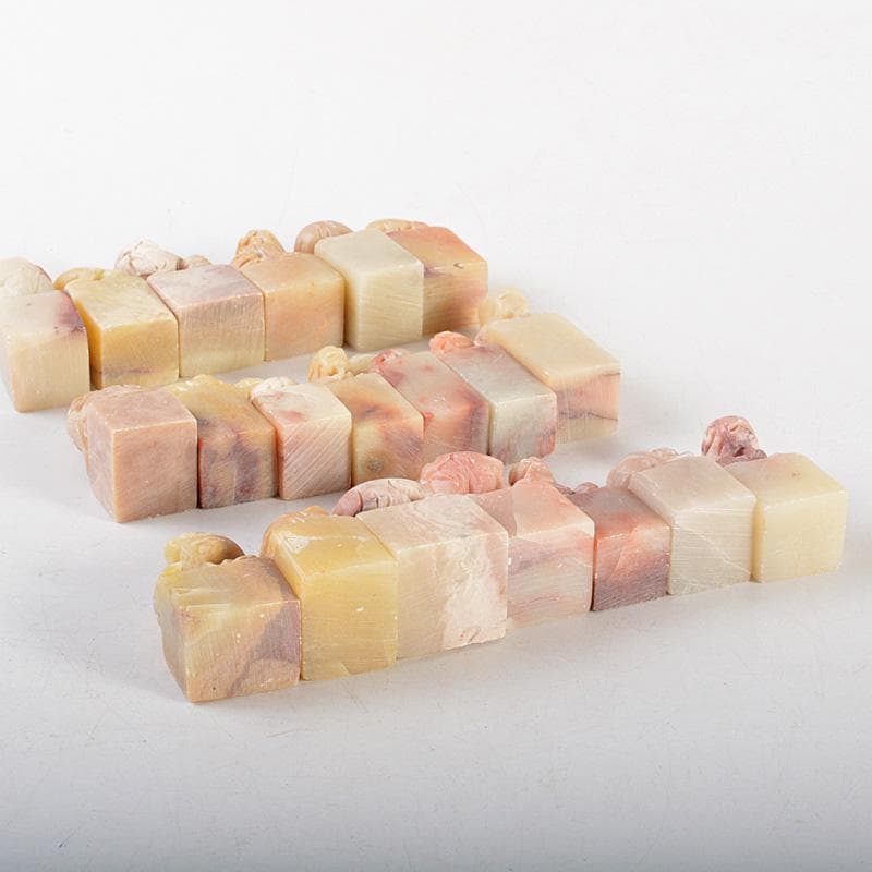 中国　玉石寿山石彫刻　神獣摘　印材　20点まとめて　C　6407E