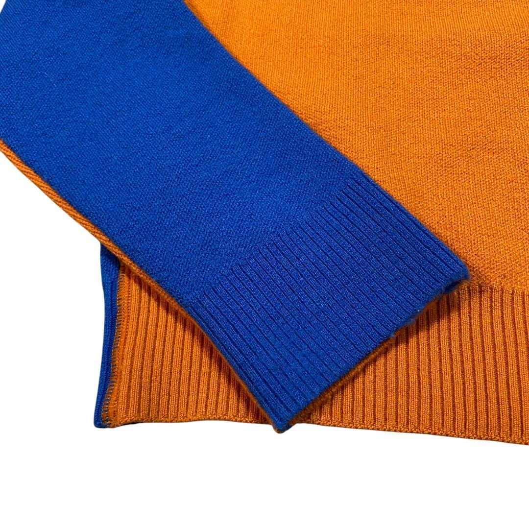 マークアンドロナ 長袖 ニット セーター 46 オレンジ ブルー ゴルフ メンズ