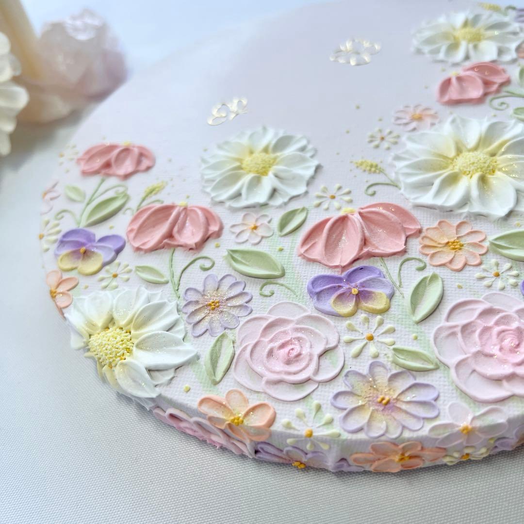 melia テクスチャーアート　絵画　インテリアアート　花　立体　絵　北欧