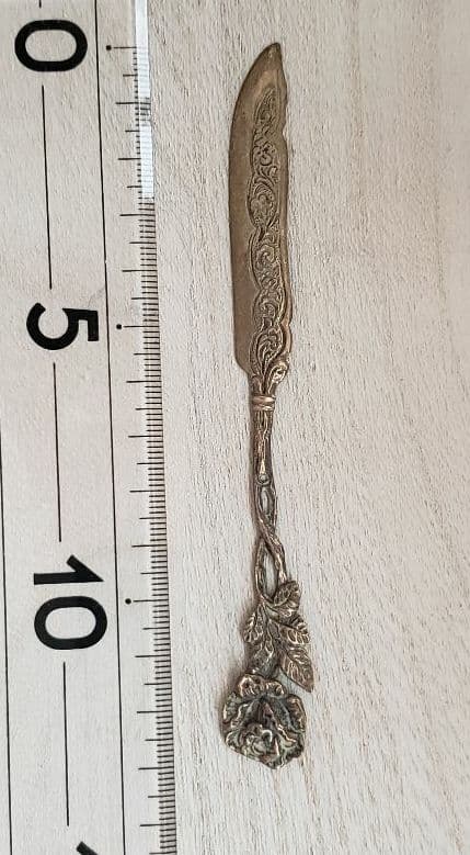 アンティーク バター ナイフ 薔薇 銀