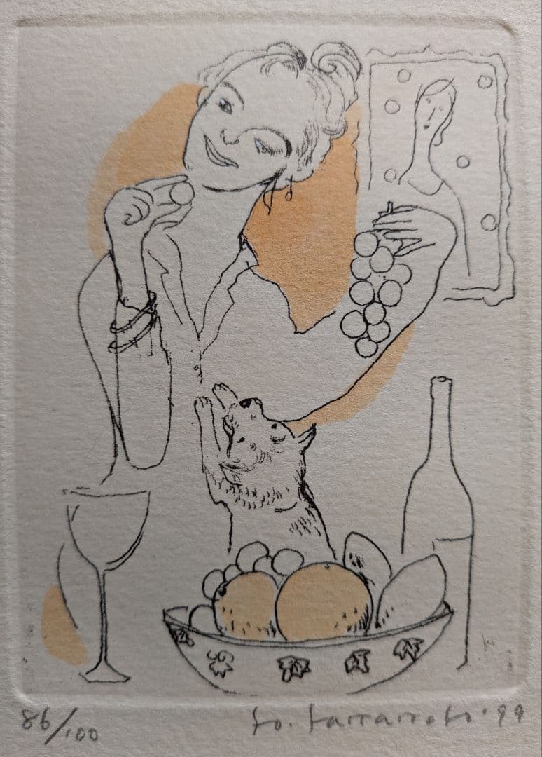 revi様用 Y・Y山本容子さんの手彩色銅版画 untitled ル―カス