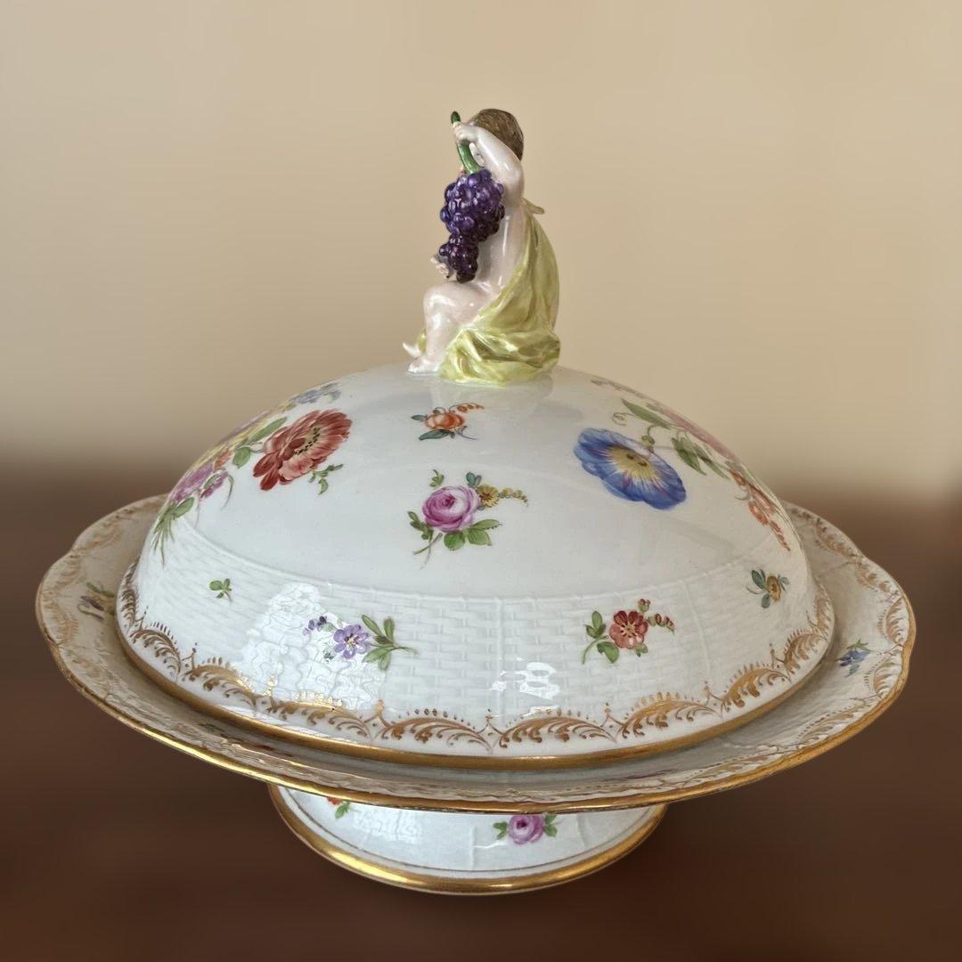 アンティーク KPM フィギュア付き蓋コンポート