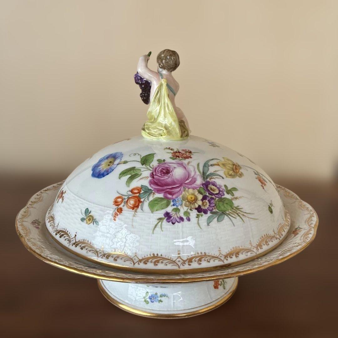 アンティーク KPM フィギュア付き蓋コンポート