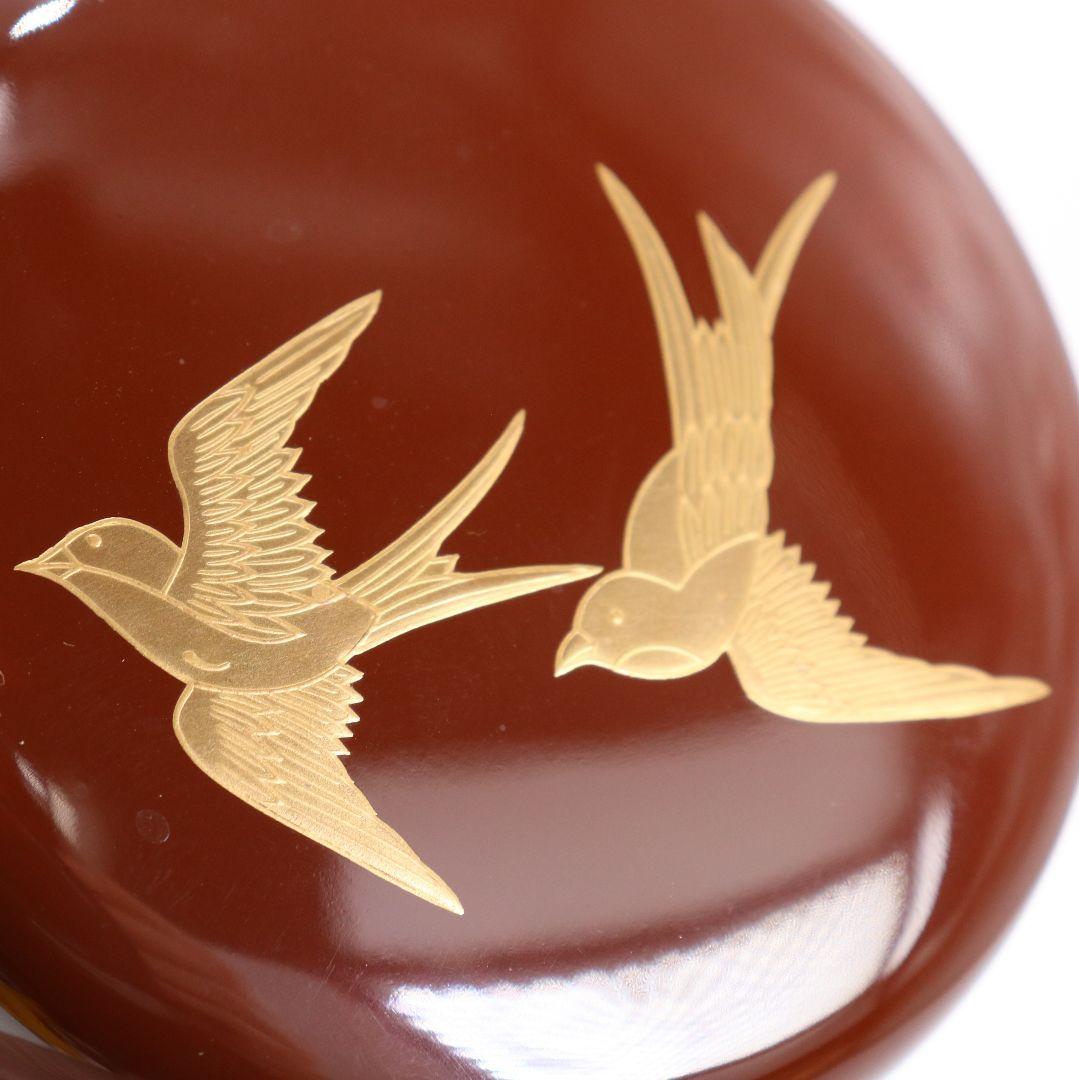 加賀蒔絵師 中村孝也作 燕蒔絵 大棗 内波金蒔絵 茶道具 共箱　V1003