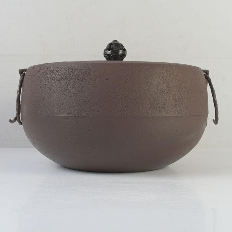 茶道具　釜師　畠春斎作　肩糸目　廣口釜　共布共箱　V　9865A