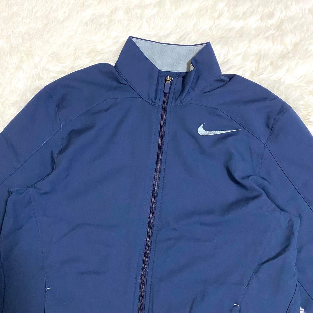 ナイキ　トレーニングウェア　セットアップ　上下　刺繍ロゴ　ランニング　紺色　S