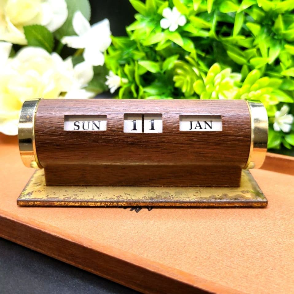 回転式 パークシャーマン デスクカレンダー 木目調 ヴィンテージ レトロ
