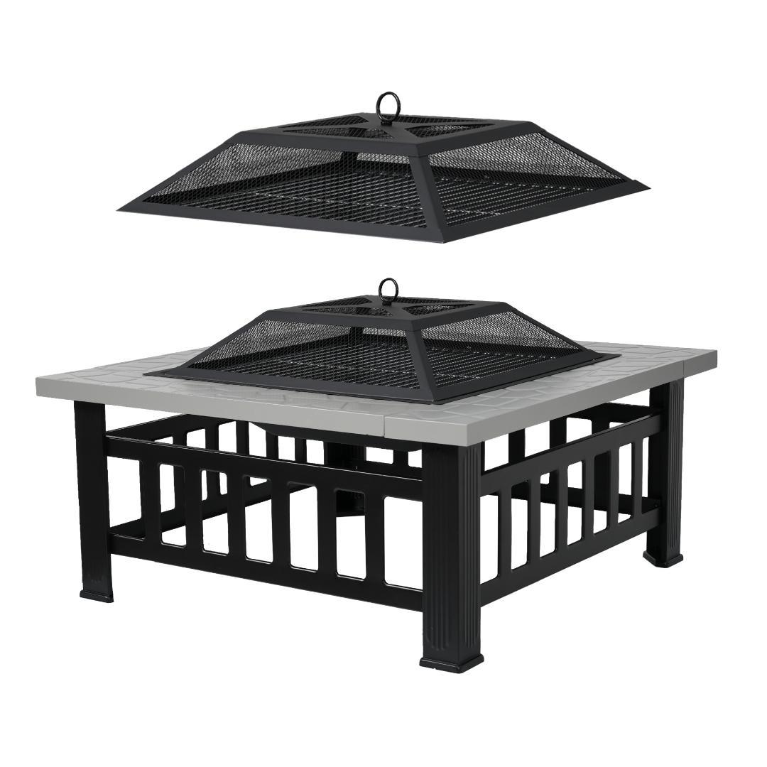 数量限定！ファイヤーピット 焚き火台 バーベキューコンロ【大理石調+ブラック】