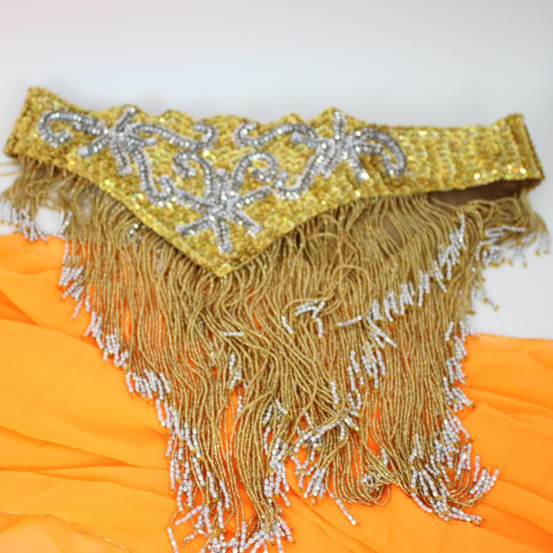 【ほぼ未使用品 ベリーダンス用オリエンタル衣装】トルコ製 ゴールドシルバー