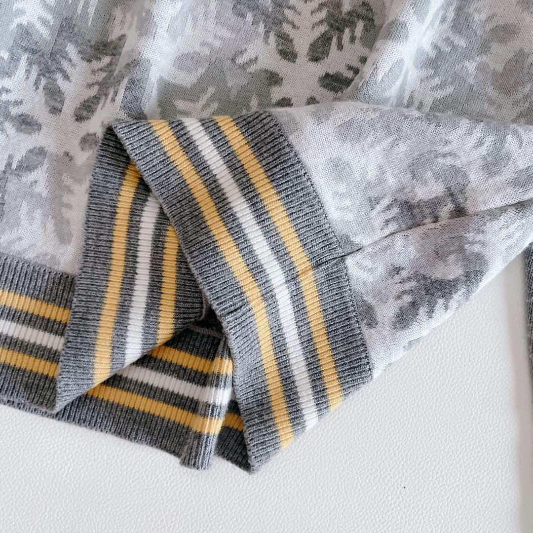 アンパスィ ニットセーター 長袖 LL グレー 総柄　大きいサイズ　ワッペン