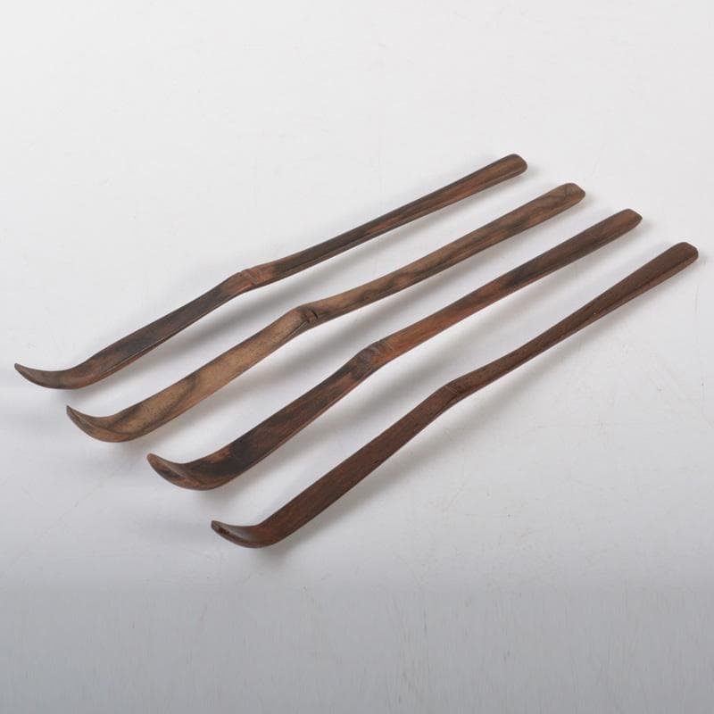 茶道具　黒柿製　茶杓　4点まとめて　箱付　N　6377