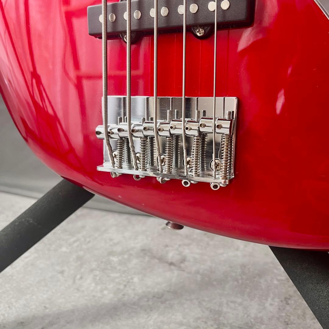 5連ペグ Squier affinity Jazz Bass V 5弦ベース 赤