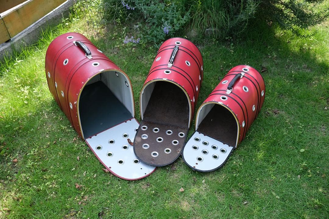 【未使用】革製日本メーカー品ペットキャリー ゲージ3個セットショップディスプレイ