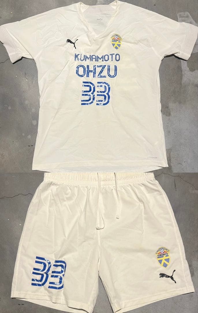 大津高校サッカー部ユニフォーム白上下セット　XL