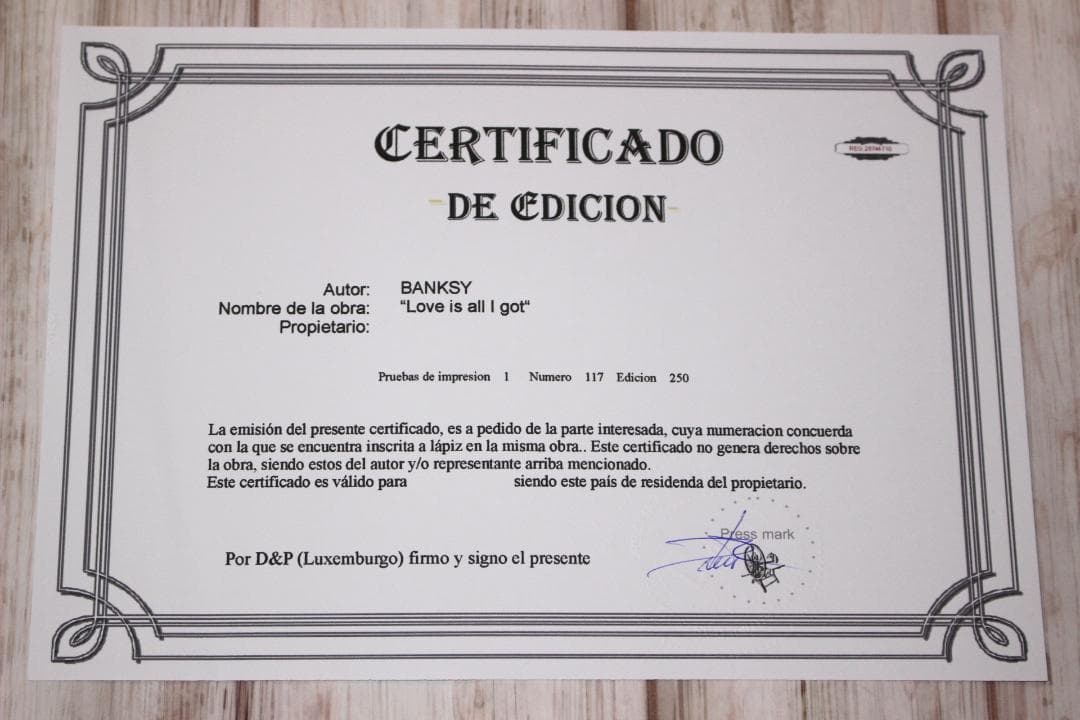 バンクシー Love is all I got エスタンプリトグラフ