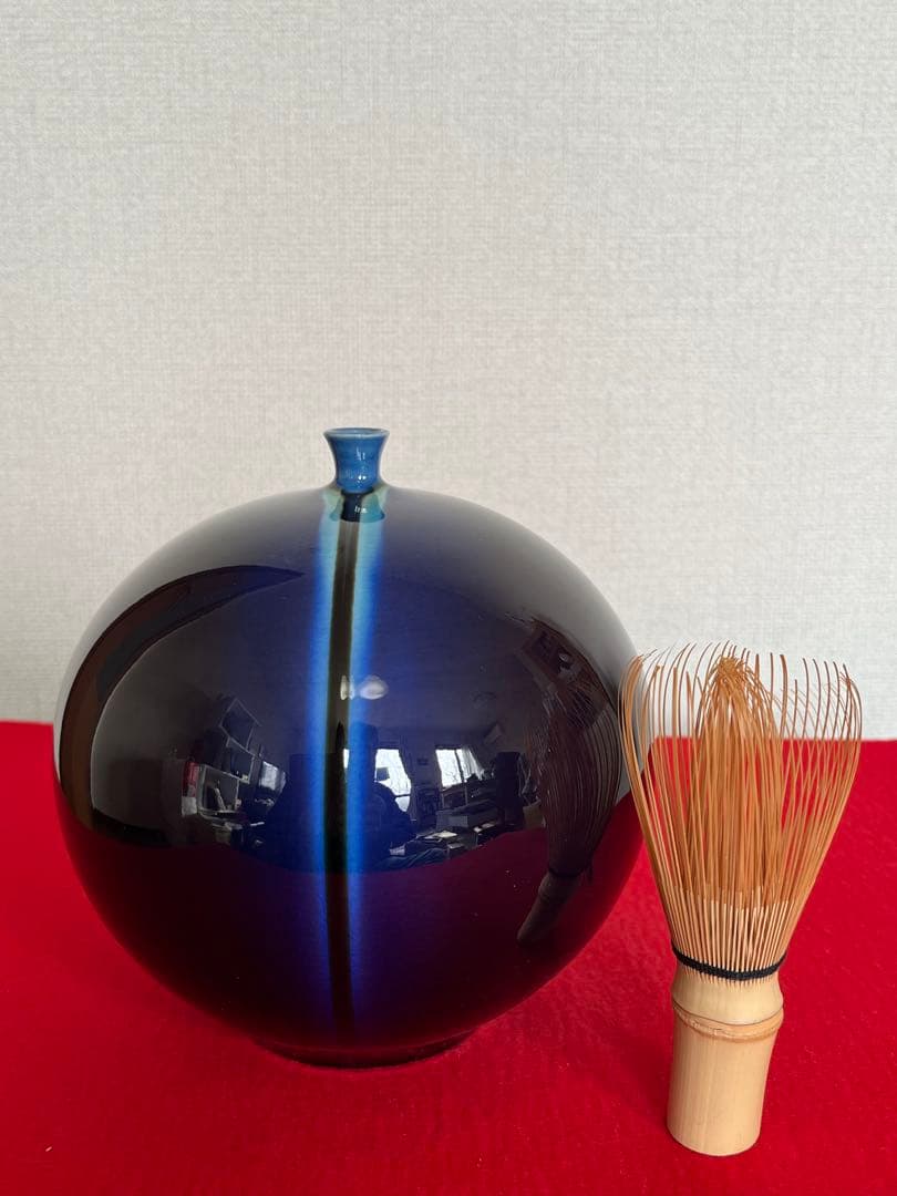 【希少】三代 人間国宝 徳田八十吉 (正彦銘)深厚耀彩 線文 壺 T245