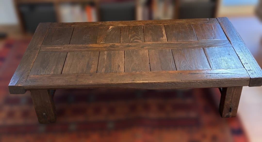 無垢材座卓 ダークブラウン 約160.5cm x 81cm x 38.5cm