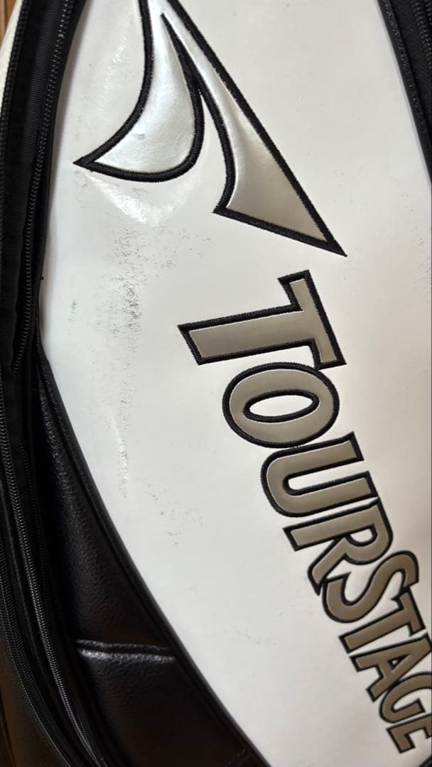 【美品】TOURSTAGE ゴルフキャディバッグ ホワイト・ブラック