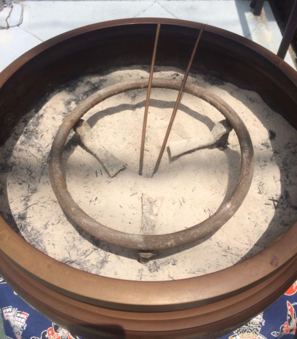 C3 茶道具・銅火鉢・火鉢・古銅・双耳 瓶掛・インテリア・アンティーク・古道具