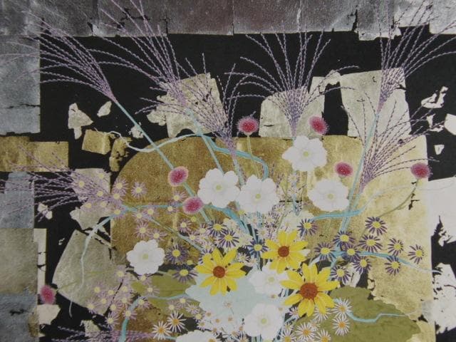 中嶌虎威、【秋草花図】、希少な額装用画集より、新品額装付、状態良好