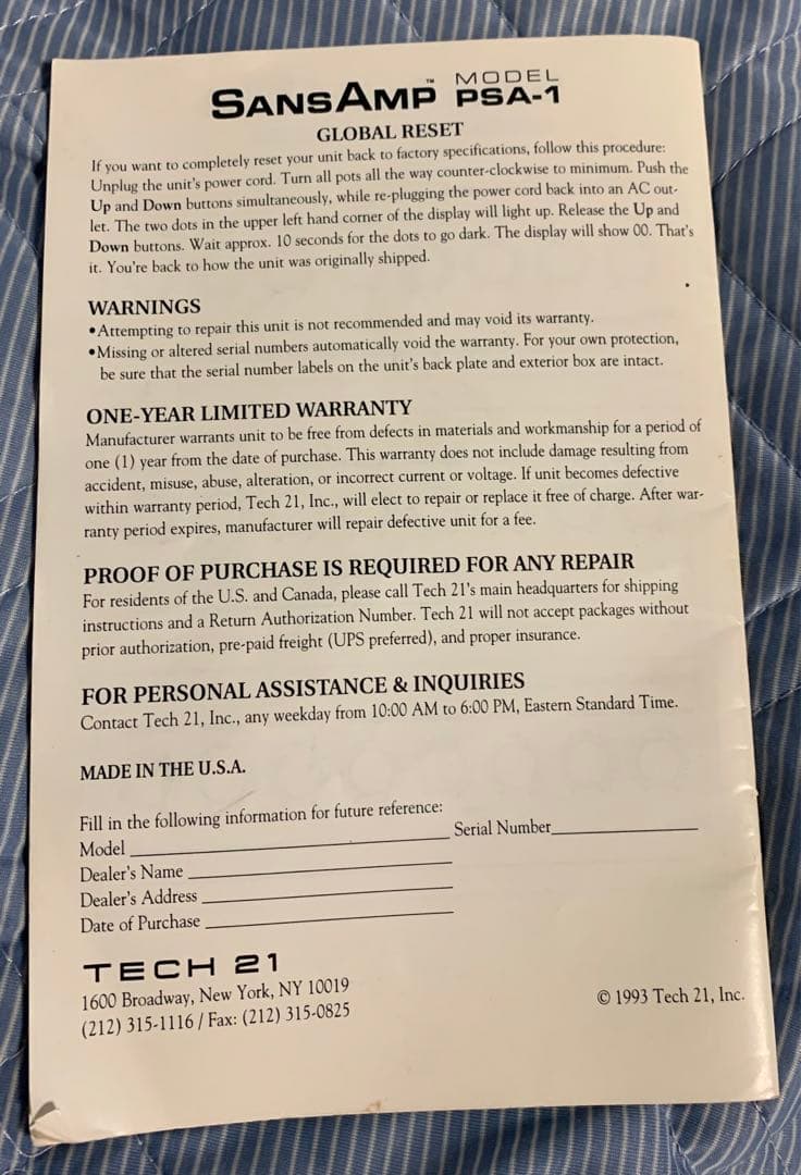 【限定版】 SansAmp Psa-1 ラックシステム