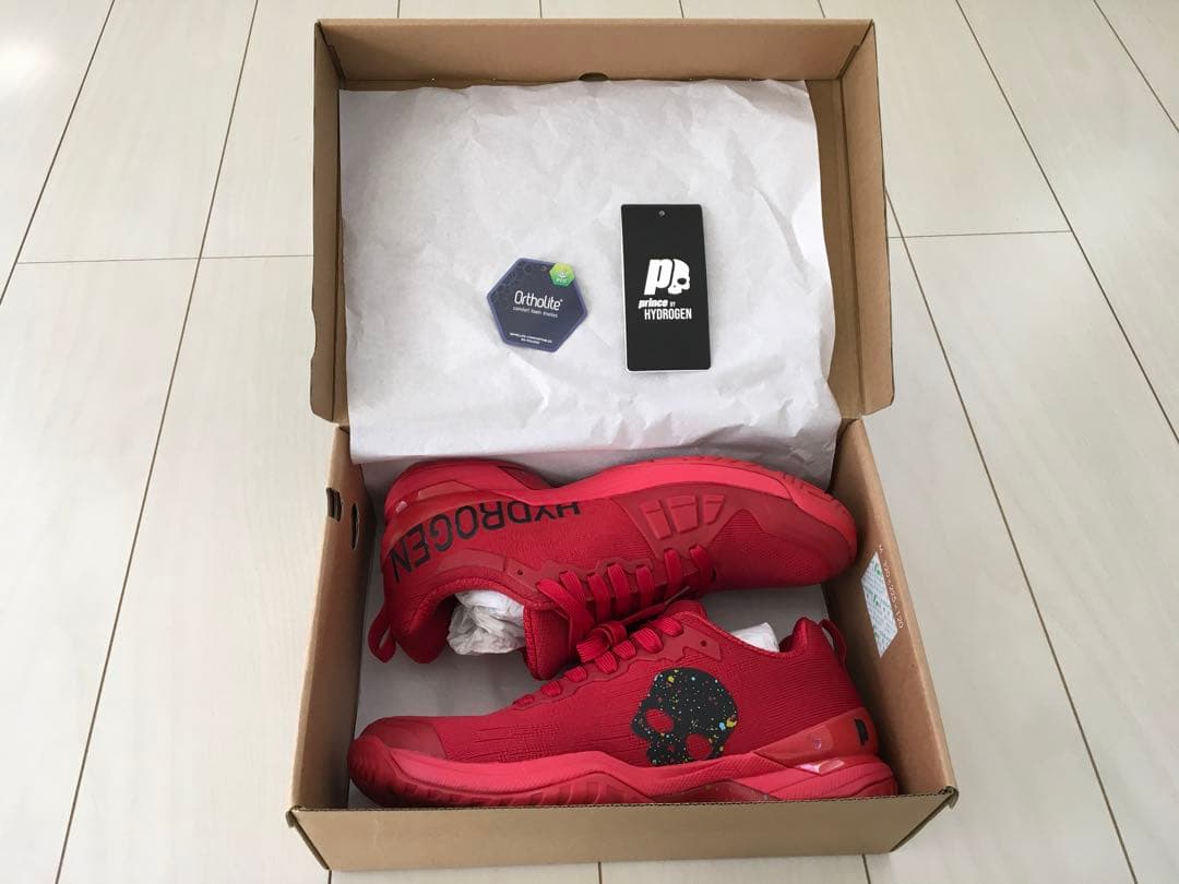 プリンスHYDROGEN テニスシューズ レッド スカルデザイン