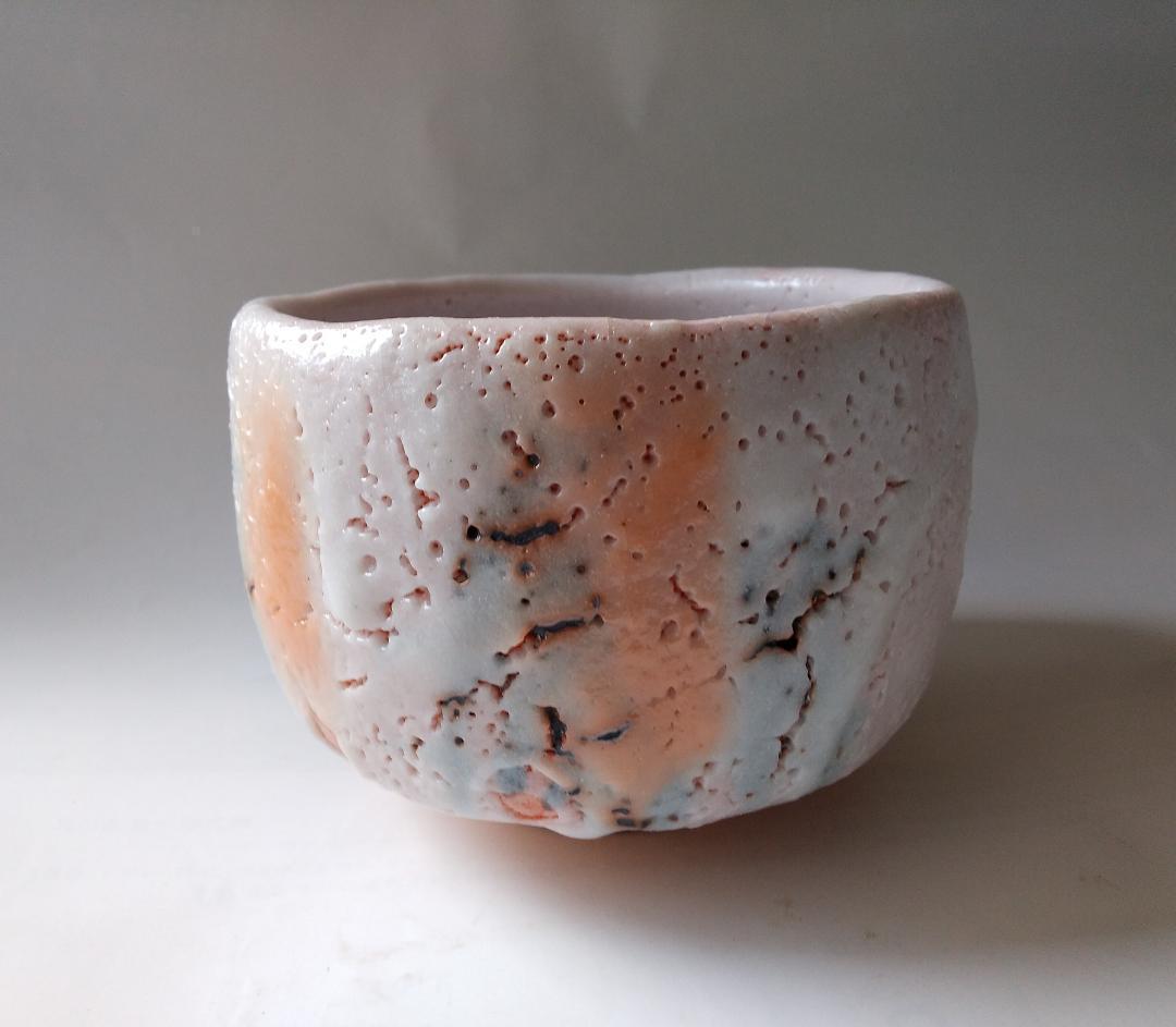 志野焼 源九郎窯 加藤健 作 志野 茶碗 茶道具 共箱 共布 栞 新品 未使用