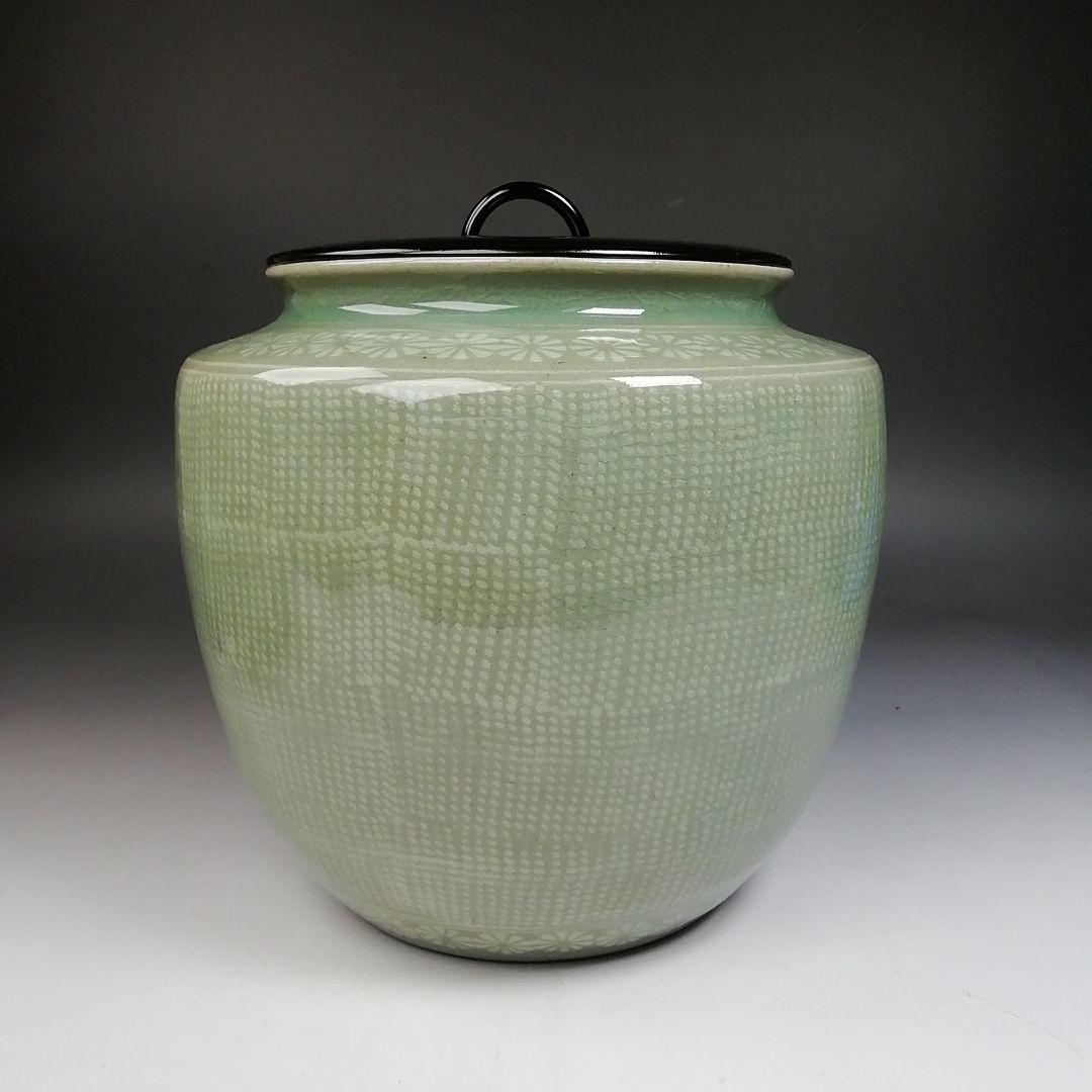 Ｔ９６９　皆具　『青磁　皆具』『釜谷陶房　申相浩 作』　共箱　茶道具