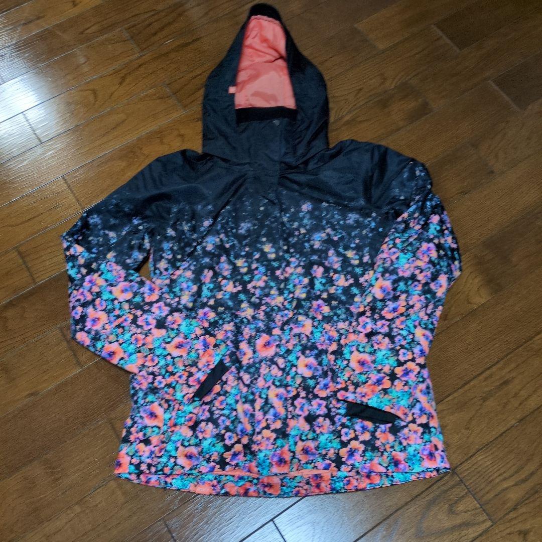 【美品】ROXY　スノボウェア　上下セット　L　小花柄　ベージュ