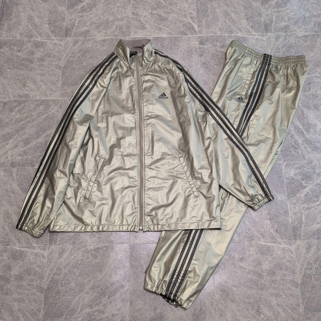 【未使用級】アディダス ジャージ 上下 セットアップ メタリック L 3本ライン