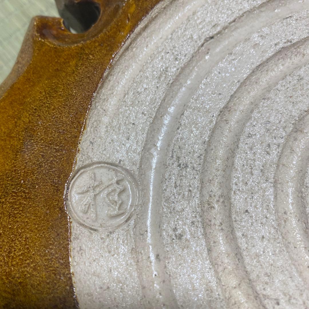 茶道具　裏千家　大炉　楽焼飴釉雪輪瓦