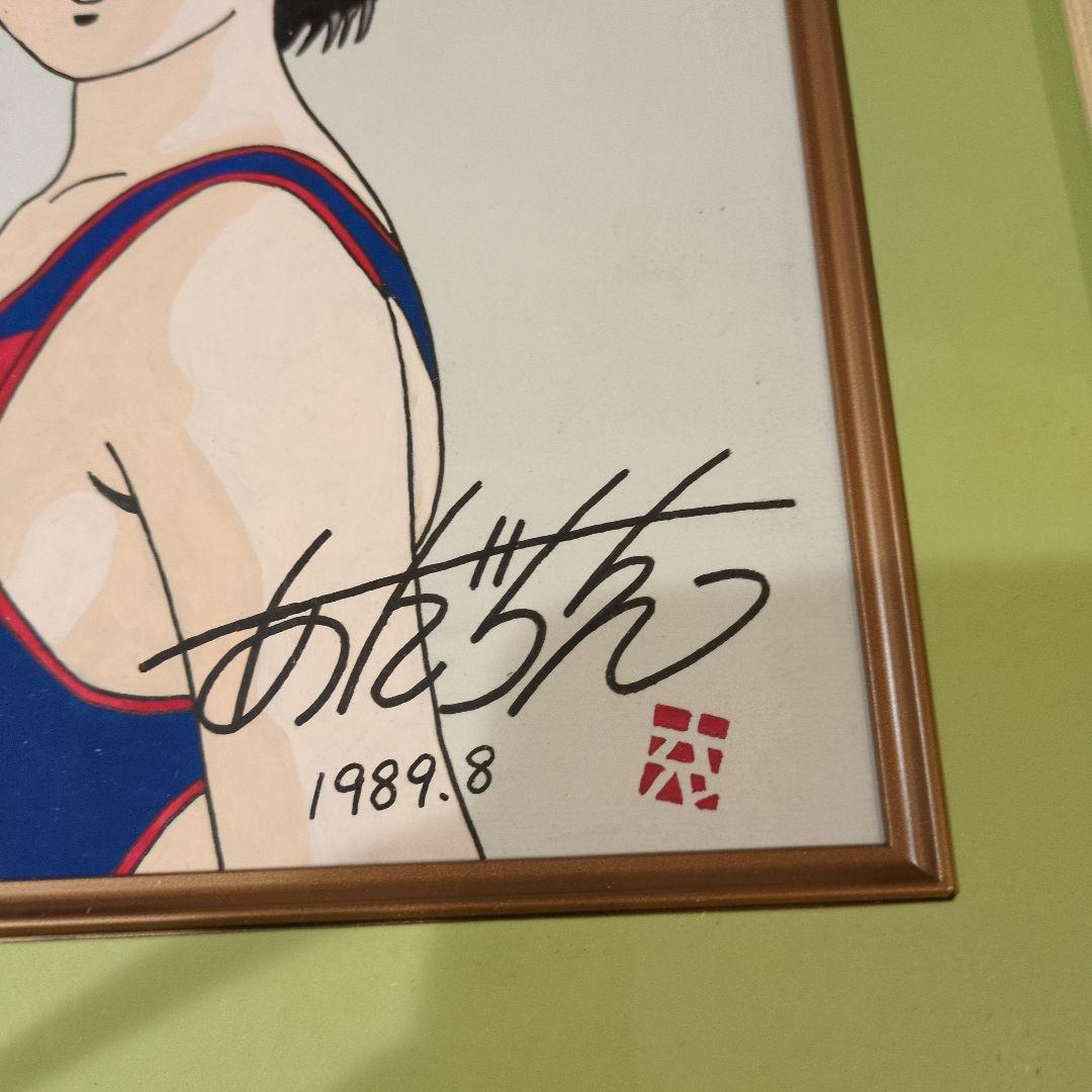 あだち充　直筆サイン入り　イラストも肉筆 　ラフ　額縁　断捨離　値段交渉OK