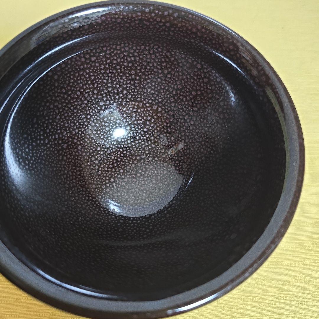京都清水焼油滴天目茶碗　黒色 点状模様 茶碗