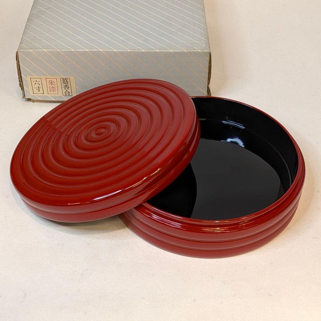 【ゲリラセール・新品】 筋香合　朱漆　6寸　朱塗り　寺院用具　香合