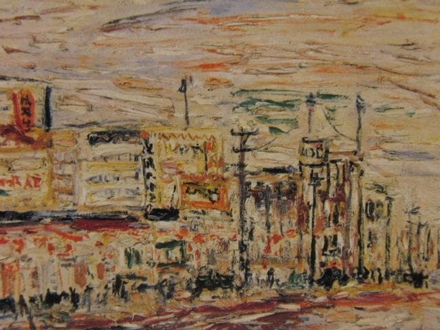 長谷川利行、新宿風景、希少画集画、新品高級額・額装付、状態良好